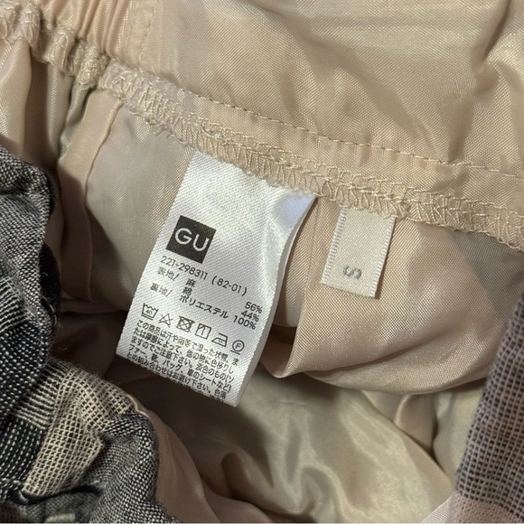Japanese GU Black and White High-Waisted Plaid‎ Shorts with Ribbon Size S - Picture 3 of 3